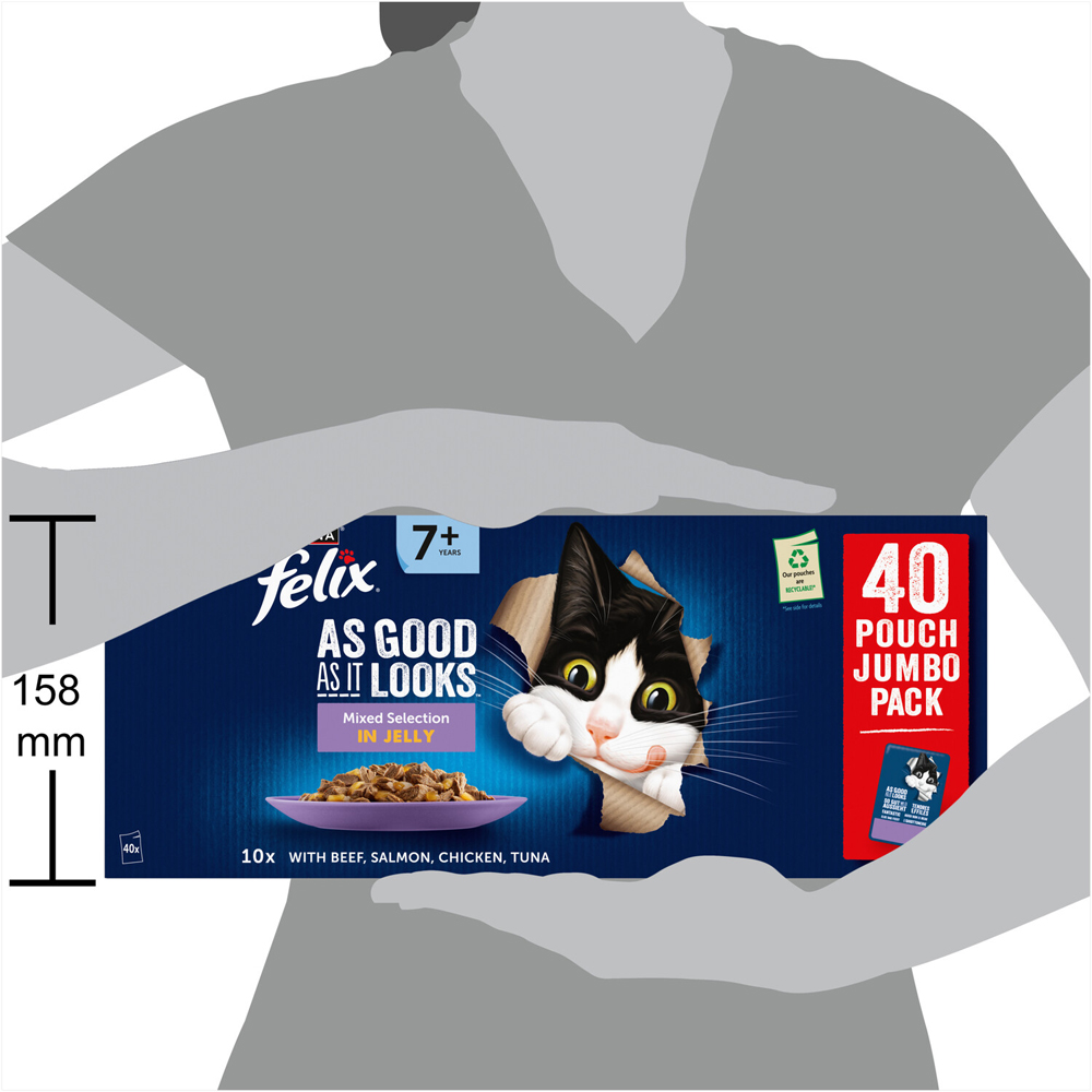 Pack of 40 Felix Agail Senior 7 Plus Mixed Cat Food Pouches Image 3