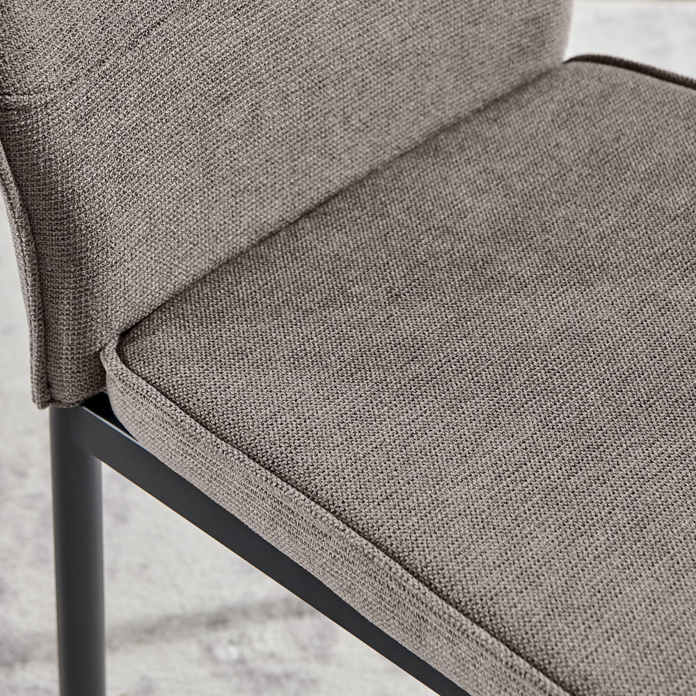 Furniturebox Remi Set of 2 Taupe and Black Textured Weave Dining Chairs Image 2