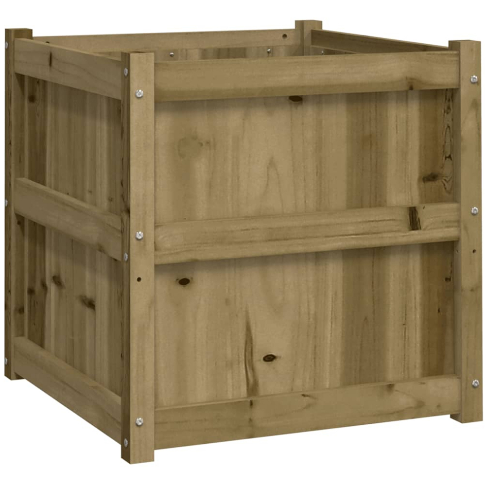 vidaXL Natural Impregnated Pine Wood Garden Planter 60 x 60 x 60cm 2 Pack Image 4