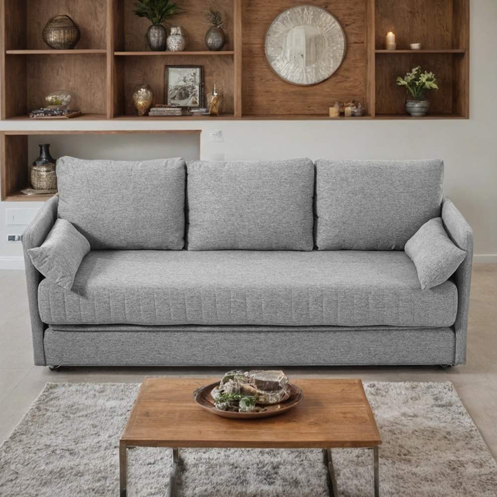 H&O Direct 3 Seater Grey Sofa Bed Image 1