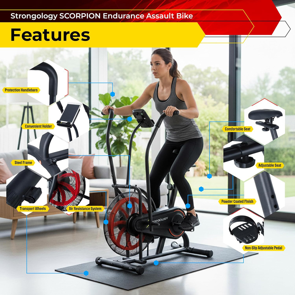 Strongology Scorpion Compact Home Fitness Exercise Bike with LCD Display Image 5