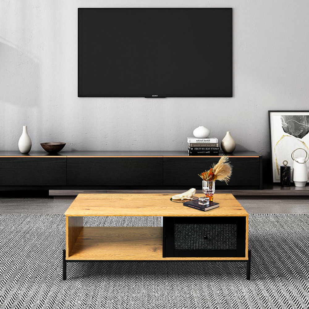 Living and Home Single Drawer Brown Coffee Table Image 7
