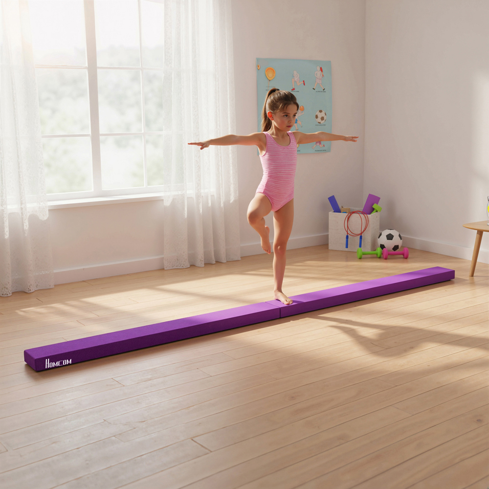 HOMCOM Purple Foldable Gymnastics Balance Beam 240cm Image 4