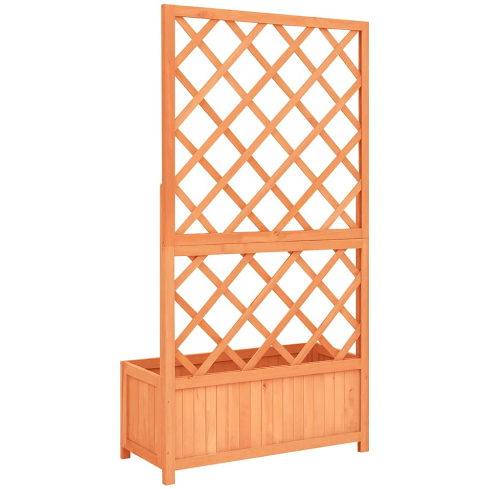 vidaXL Brown Fir Wood Garden Planter with Trellis 135 x 30 x 70cm Image 4