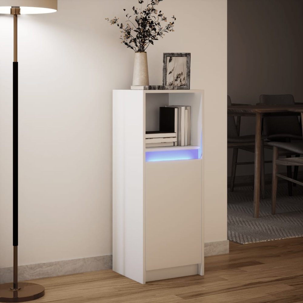 vidaXL Single Door Single Shelf White LED Sideboard Image 5