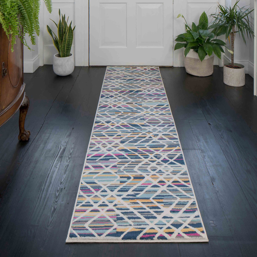 Kukoon Multicolour Vibrant Striped Geometric Rug 240 x 60cm Image 2