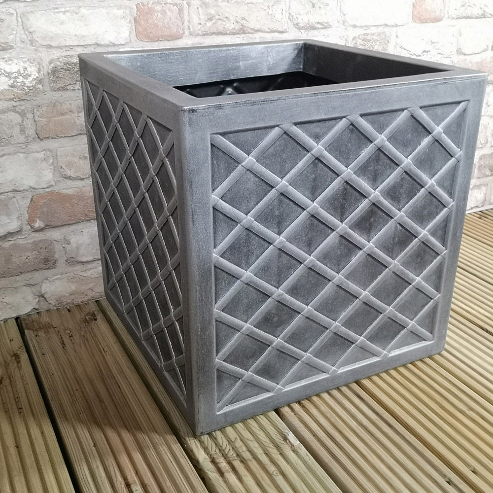 Samuel Alexander Lazio Square Grey Pewter Garden Planter 39 x 39cm Image 6