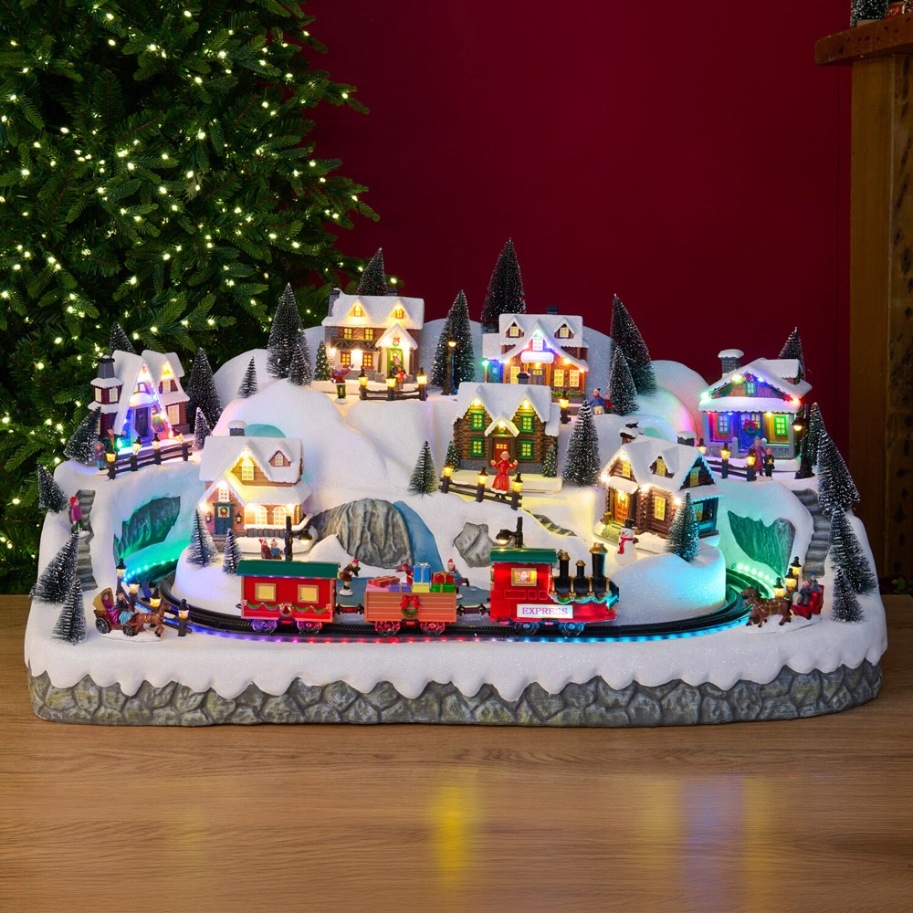 Christmas LED Village with Train Scene Image 2