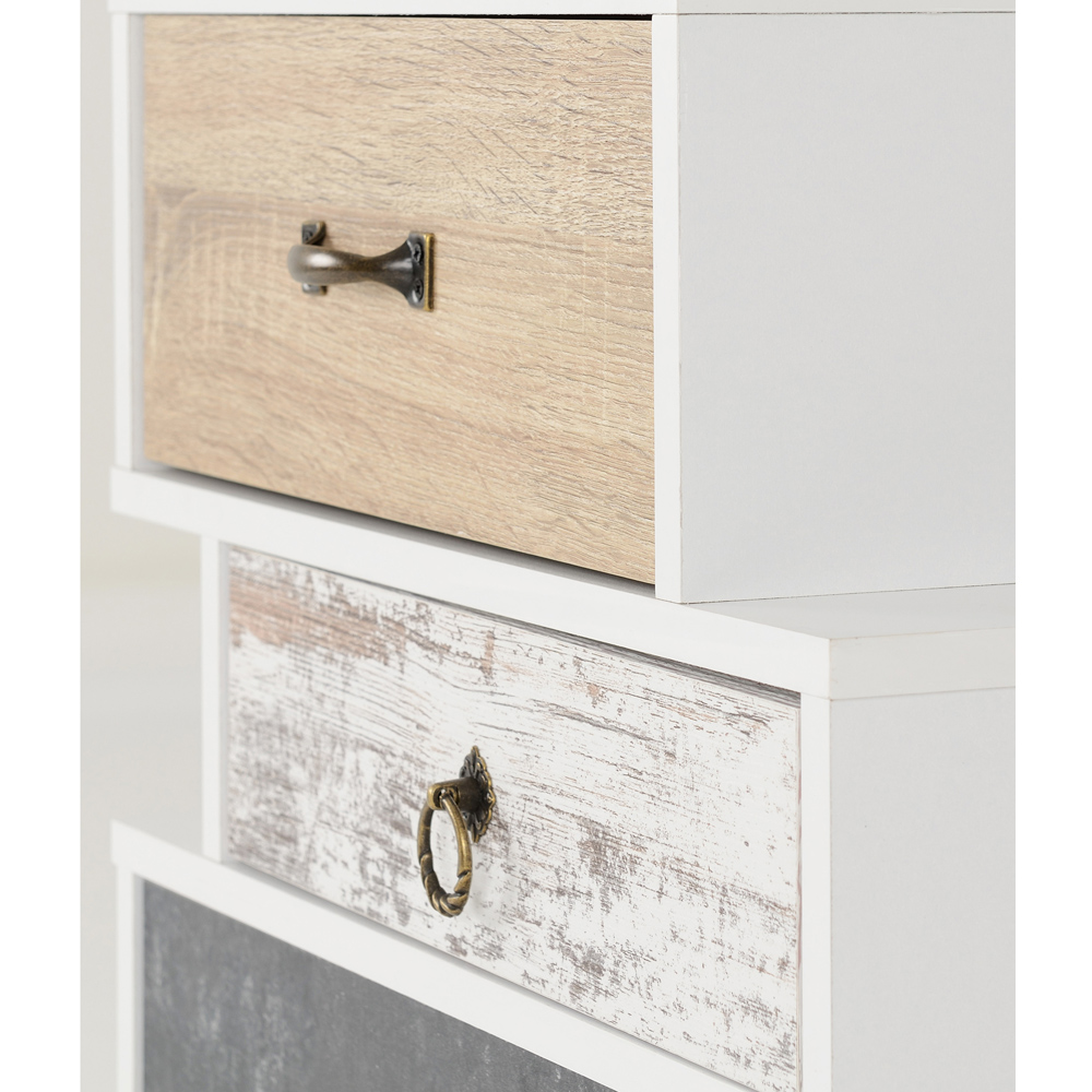 Seconique Nordic 3 Drawer White Distressed Effect Bedside Table Image 5
