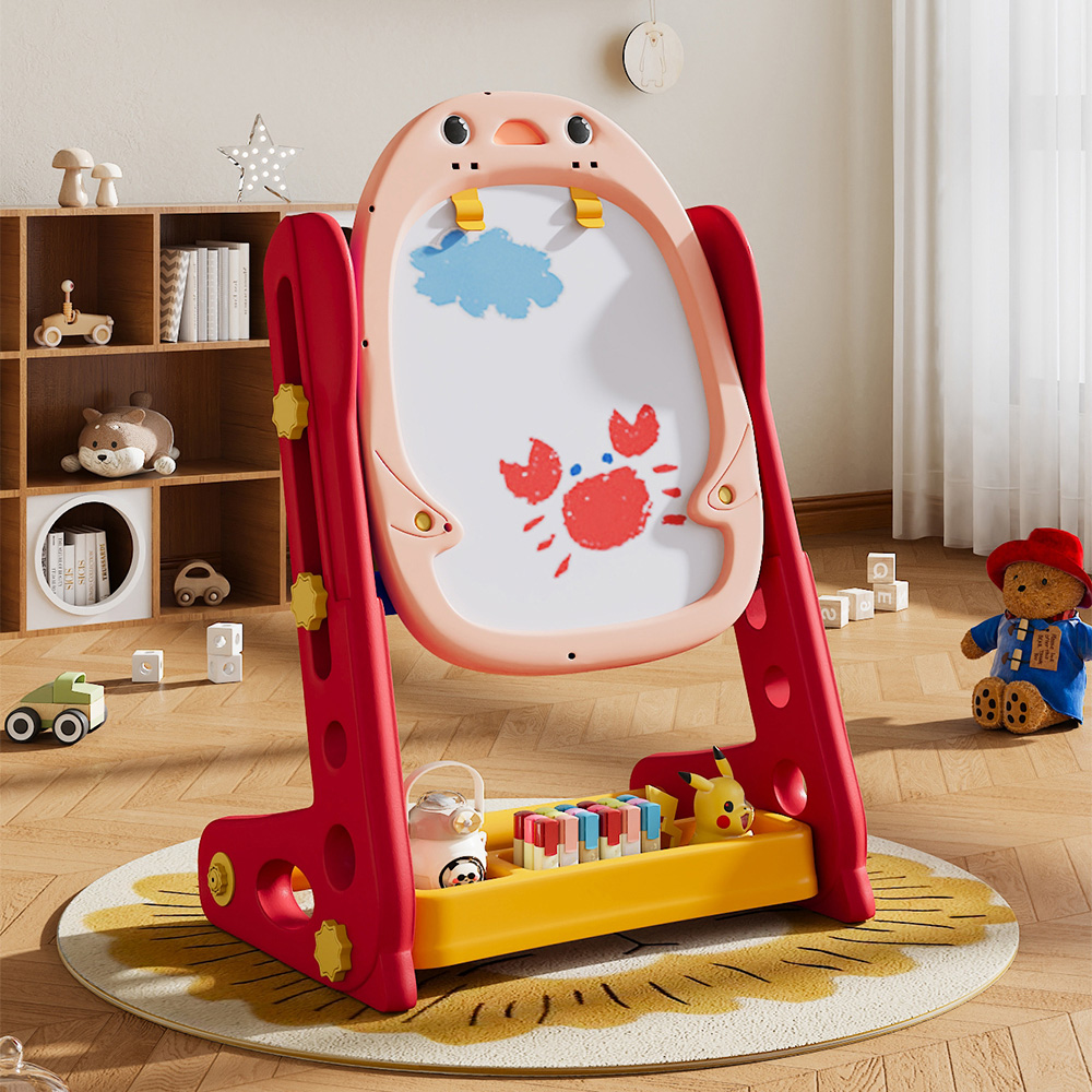 H&O Direct Kids Adjustable Double-Sided Magnetic Easel with Board Games Image 3