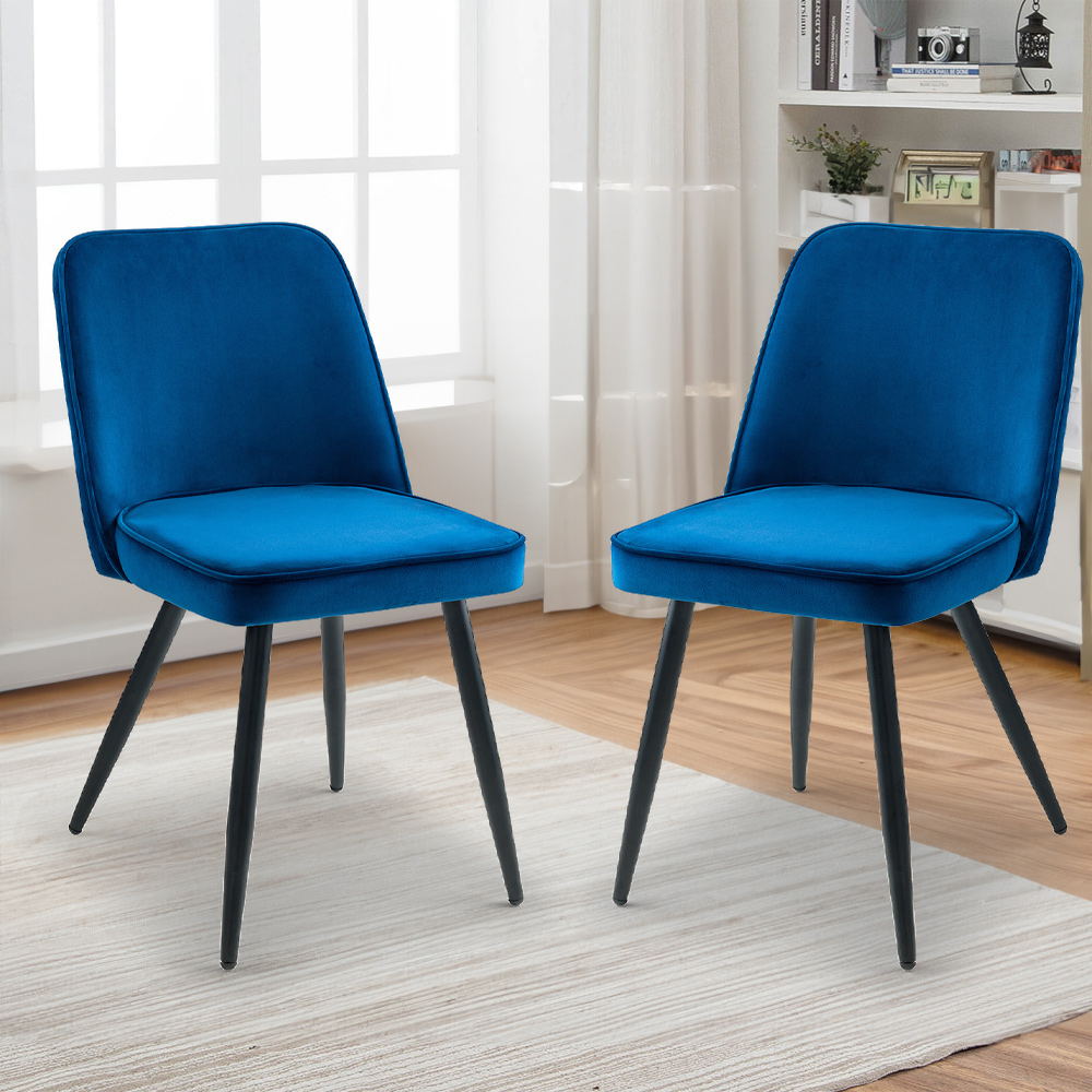 Julian Bowen Burgess Set of 2 Blue Dining Chair Image 1