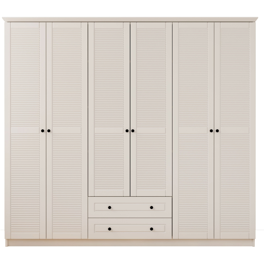 Evu VOLET 6 Door 2 Drawer White Wardrobe Image 3