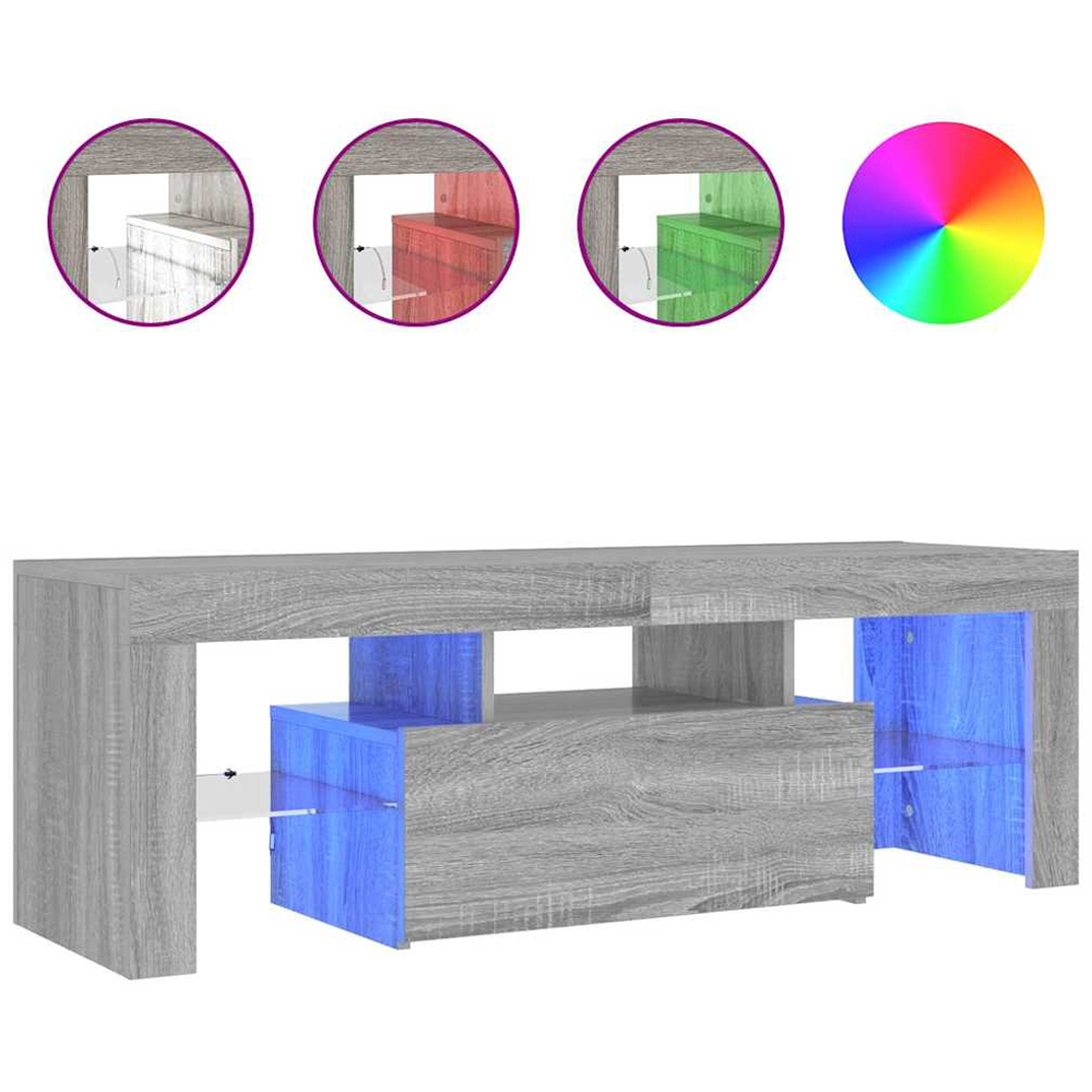 vidaXL Single Drawer 5 Shelf Grey Sonoma TV Cabinet with RGB LED Lights Image 8