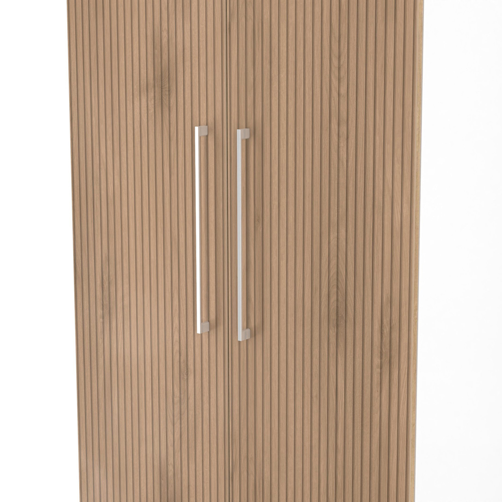 Crowndale 2 Door Slatt Effect and White Tall Wardrobe Ready Assembled Image 7