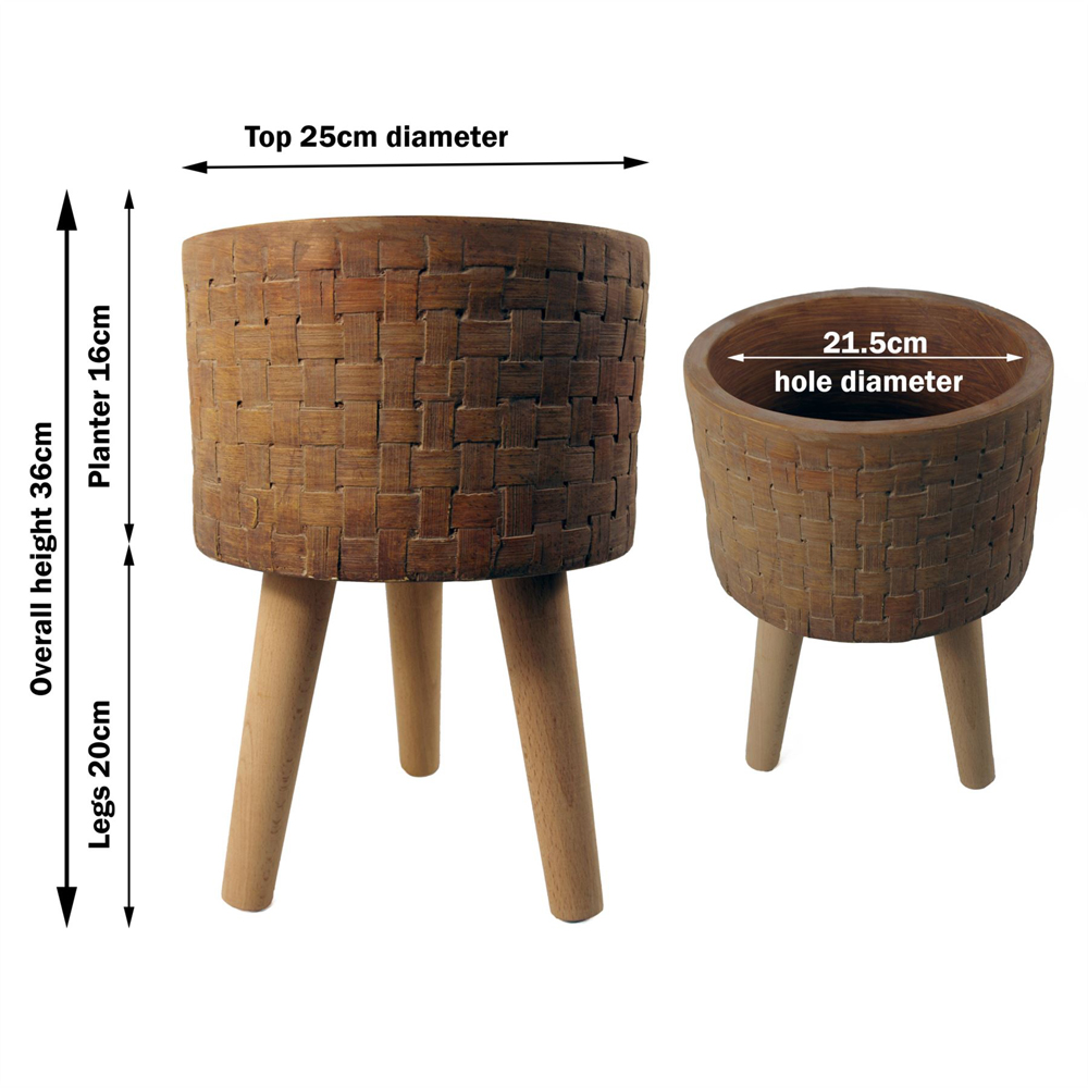 Leaf Woven Effect Composite Planter with Stand Image 5