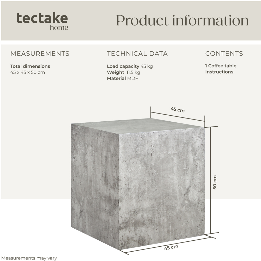 Tectake Lasley Concrete Cube Design Coffee Table Image 8