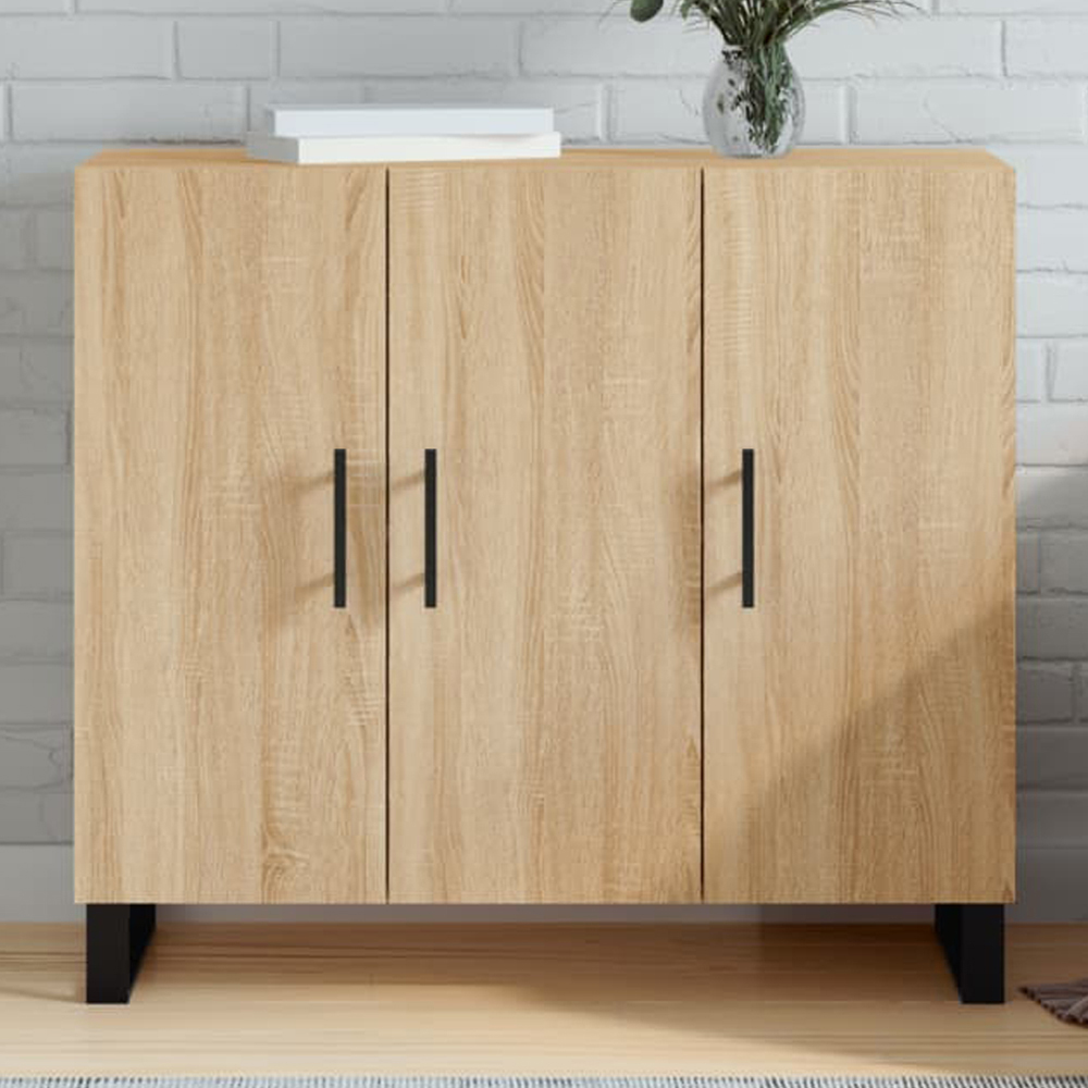 vidaXL 3 Door Sonoma Oak Sideboard Image 1