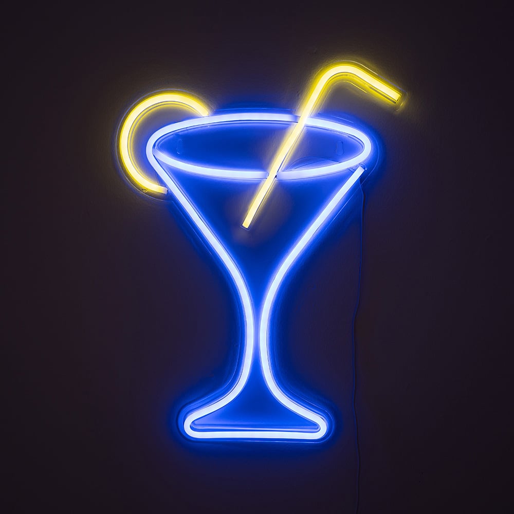 ValueLights Neon Cocktail Glass Wall Light Image 1