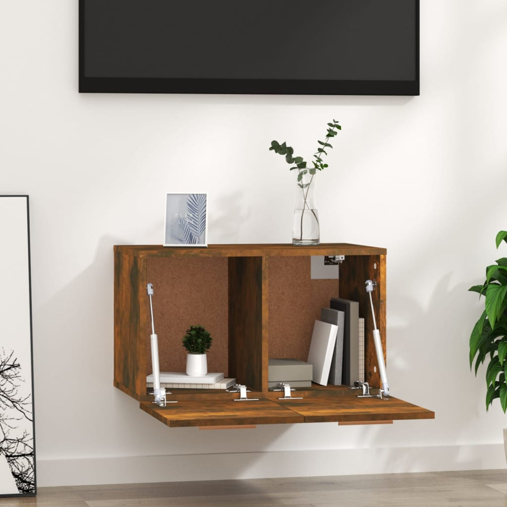 vidaXL 2 Compartment Smoked Oak Wall Cabinet Image 7