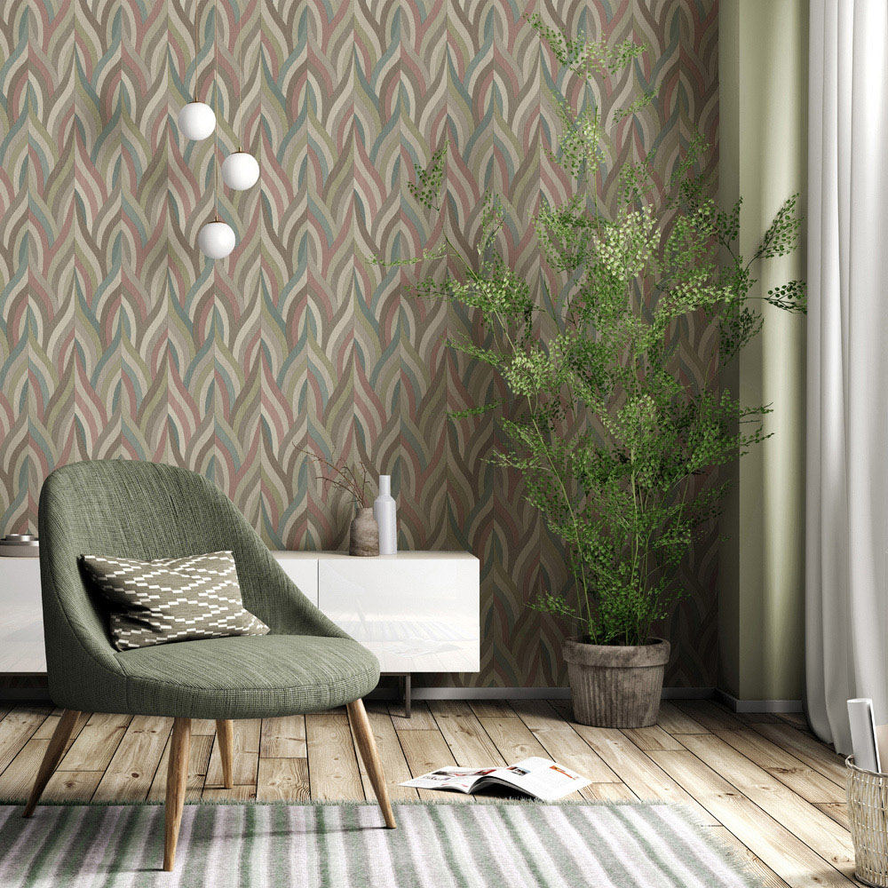 Holden Arabesque Red Teal Wallpaper Image 3