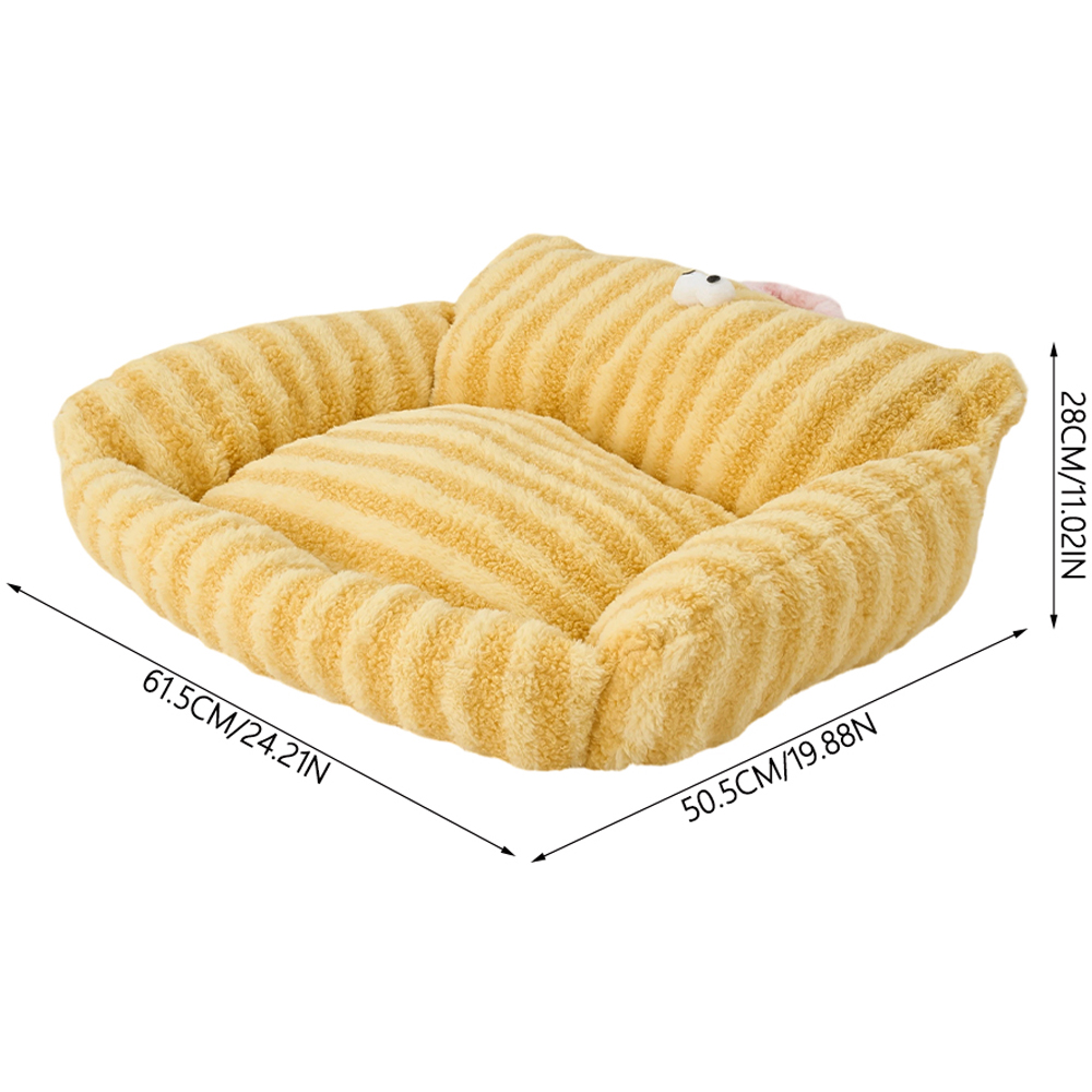 H&O Direct 62cm Yellow Soft Warm Stripe Pet Sofa Bed Image 6
