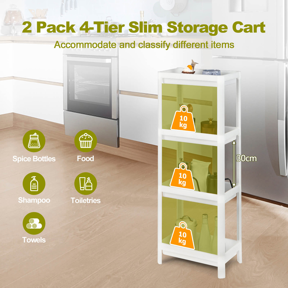 Costway 4 Shelf White Kitchen Storage Rack Set of 2 Image 5