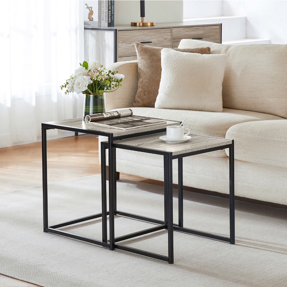 VIDA DESIGNS Brooklyn Grey Nest of Tables Set of 2 Image 3
