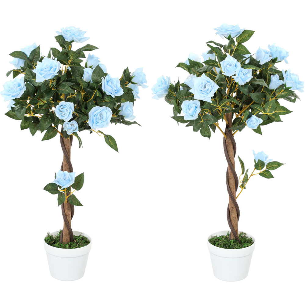 Portland Blue Rose Artificial Tree in Pot 90cm 2 Pack Image 1