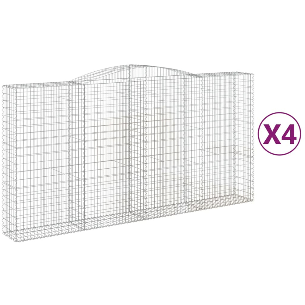 vidaXL Silver Galvanised Iron Gabion Basket 400 x 50 x 200/220cm 4 Pack Image 4