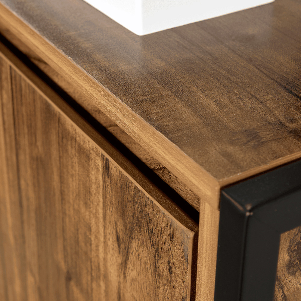 Home Source Locastra Single Door Oak and Black Bathroom Floor Cabinet Image 5