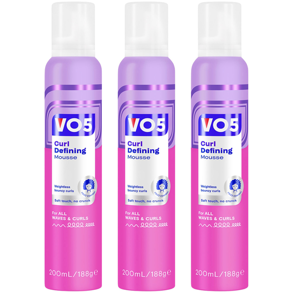 VO5 Curl Defining Hair Mousse 200ml 3 Pack Image 1