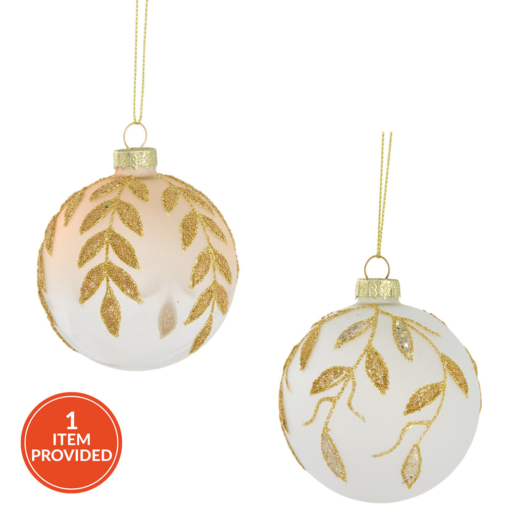 Frosted Gold Leaf Bauble Image 1