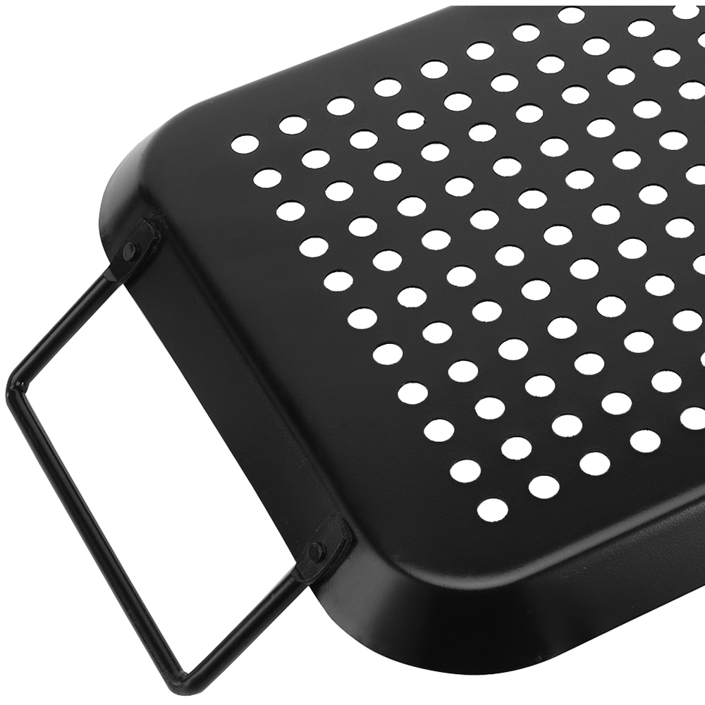 Living and Home Portable Non-Stick Metal Grill Tray with Handles Image 3