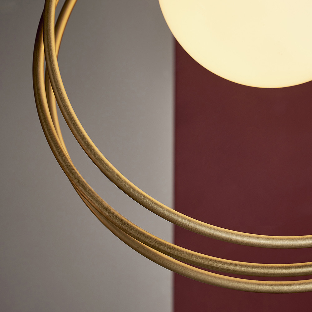 Merano Bergamo Gloss Opal Glass Shade Brushed Gold Pendant Light Image 5
