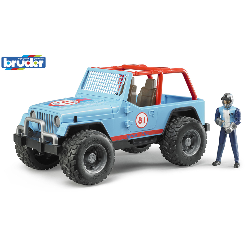 Bruder Kids Blue Jeep Cross Country Racer with Driver Playset Model Image 7