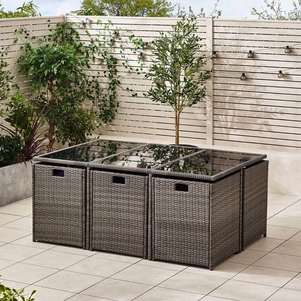 Furniturebox Marseille Rattan 10 Seater Dining Set Grey Image 7