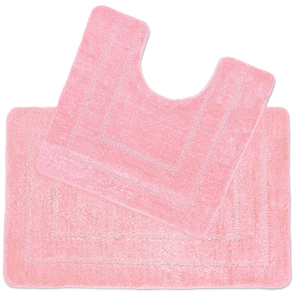 Allure Bath Fashions Lisa Blush Pink Non-Slip Bath Mat and Pedestal Mat Set 2 Piece Image 1