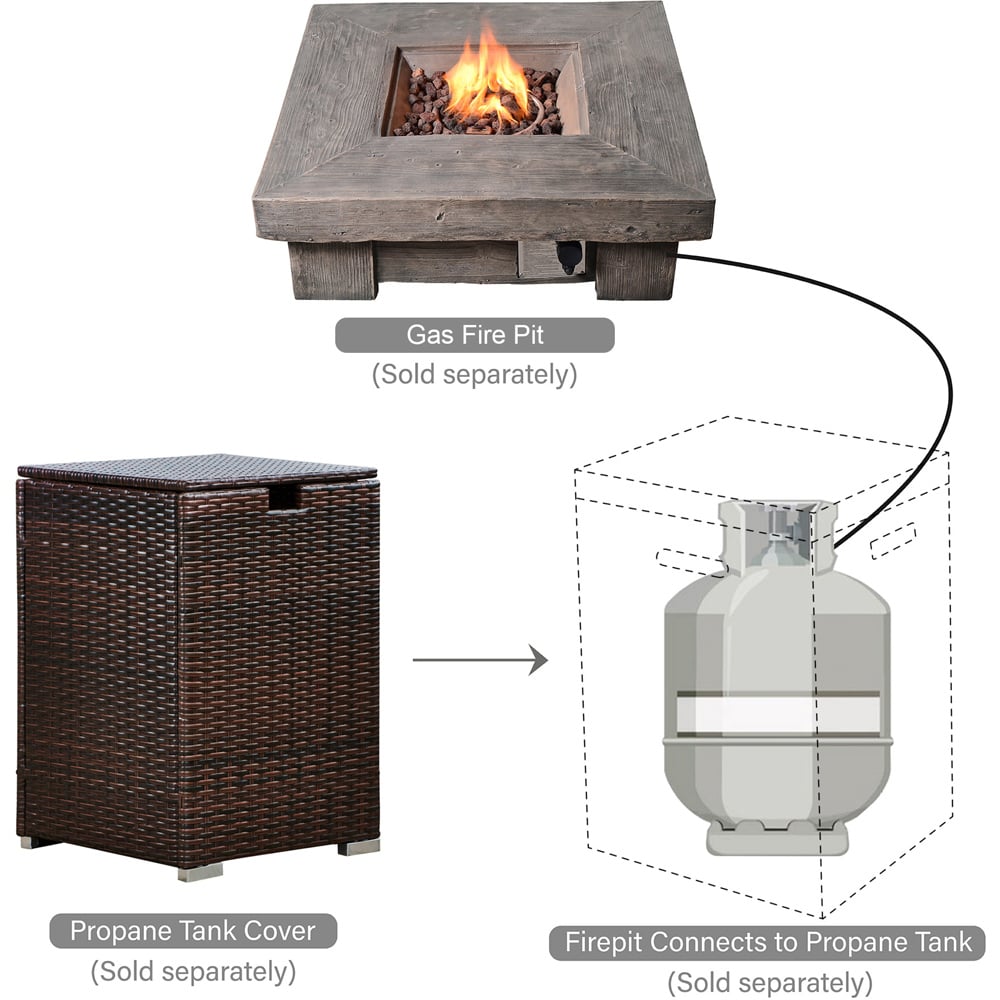 Teamson Home Brown Wicker Gas Tank Table with Cover Image 7