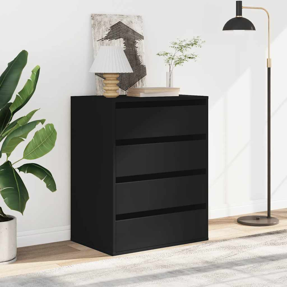 vidaXL 4 Drawer Black Wooden Chest of Drawers Image 8