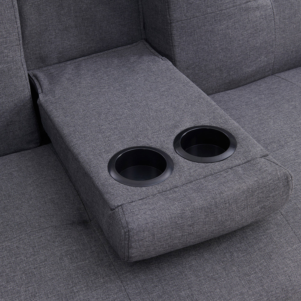 Home Detail Indiana Double Sleeper Charcoal Fabric Sofa Bed with Cup Holder Image 5