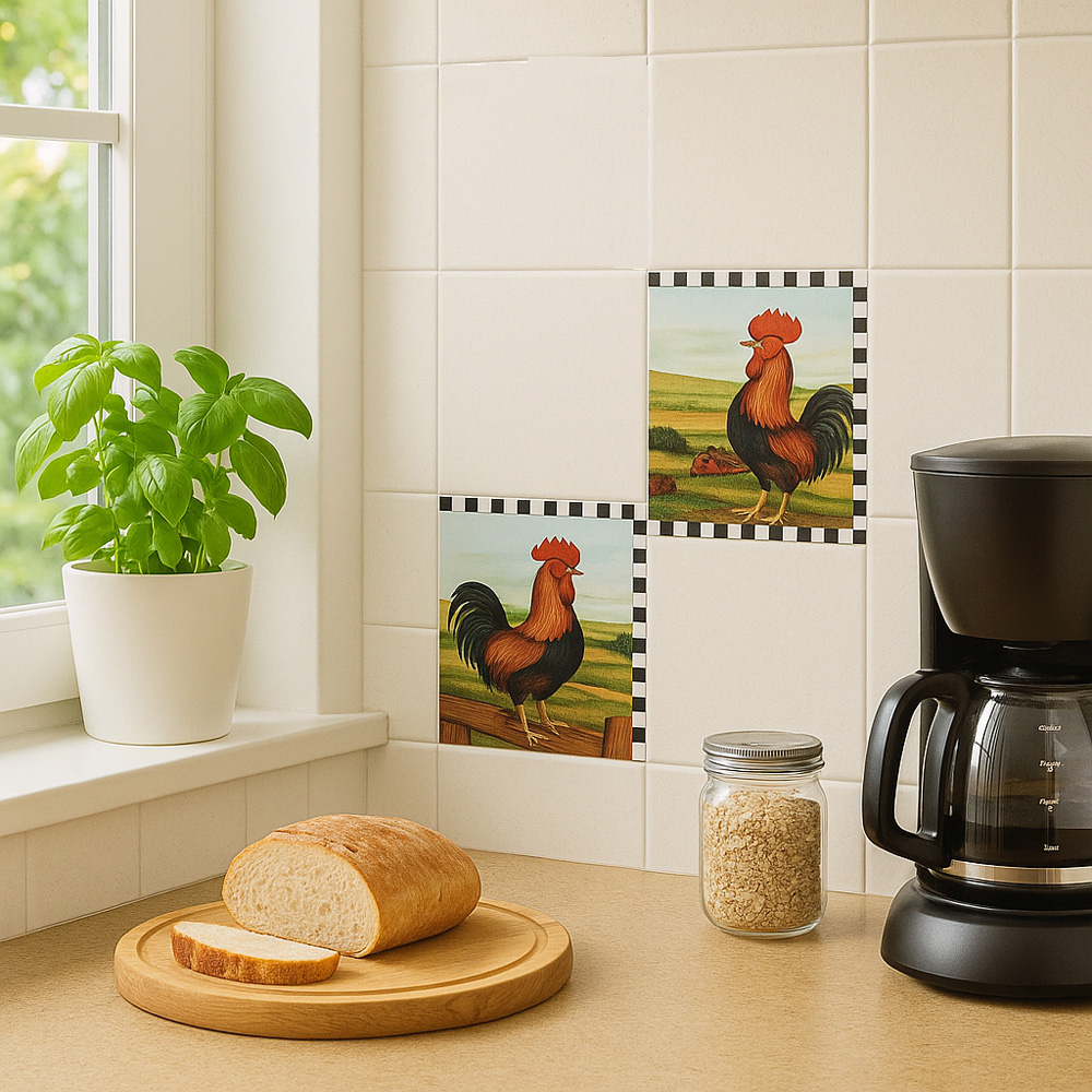 Avilo Rooster Self-Adhesive Waterproof Vinyl Tile Sticker 24 Pack Image 3