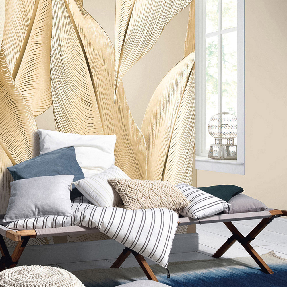 Erismann Statement Leaf Digital Gold 3 Panels Wall Mural Image 3