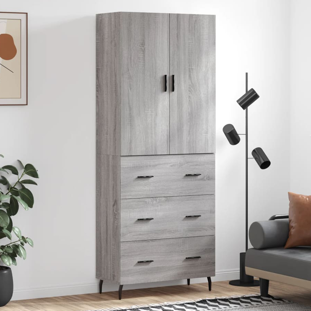 vidaXL 2 Door 3 Drawer Grey Sonoma Highboard Image 1