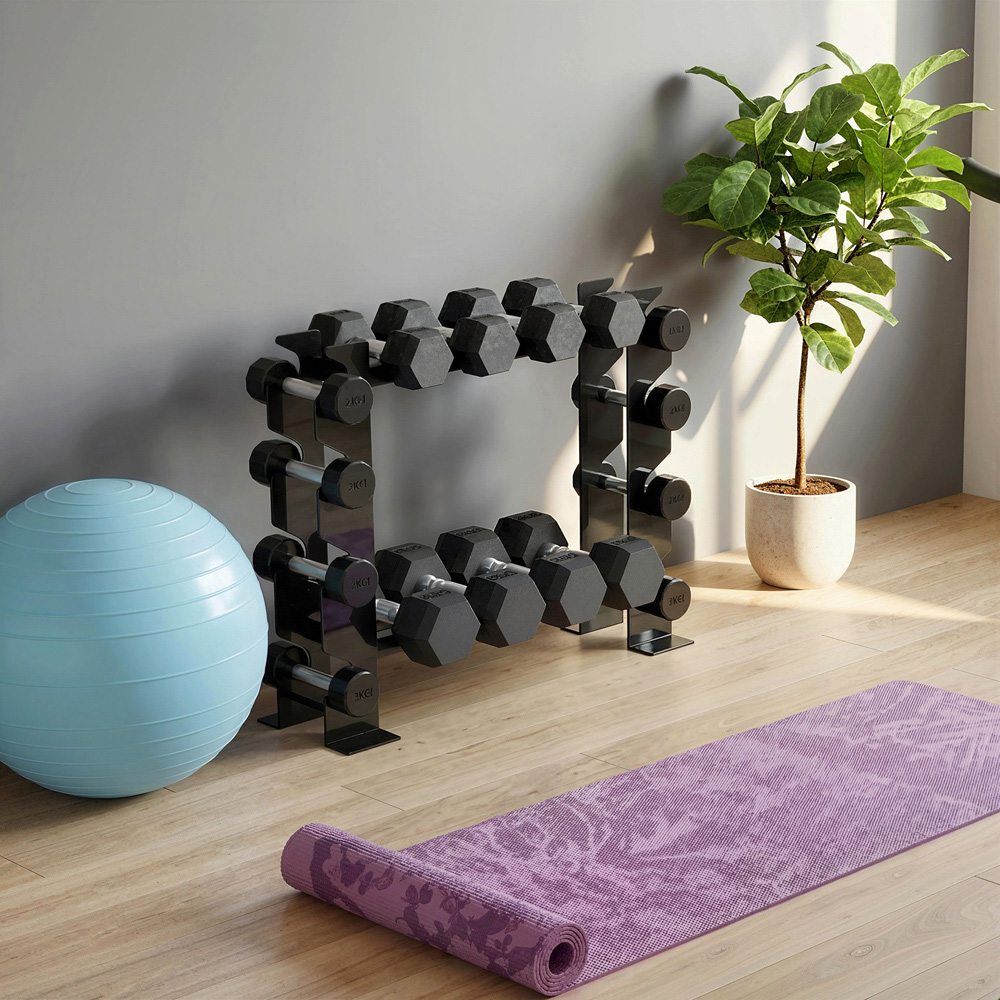 SPORTNOW 4-Tier Black Heavy-Duty Dumbbell Rack Image 8