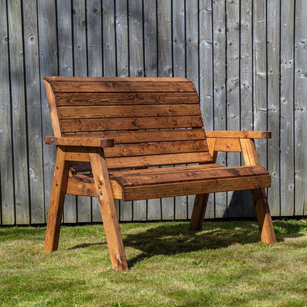 Samuel Alexander 3 Seater Chunky Rustic Wooden Furniture Set with Straight Tray Image 8