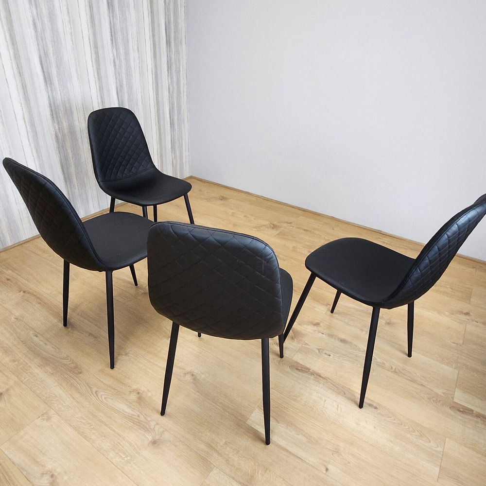 Denver Set of 4 Black Leather Dining Chairs Image 6