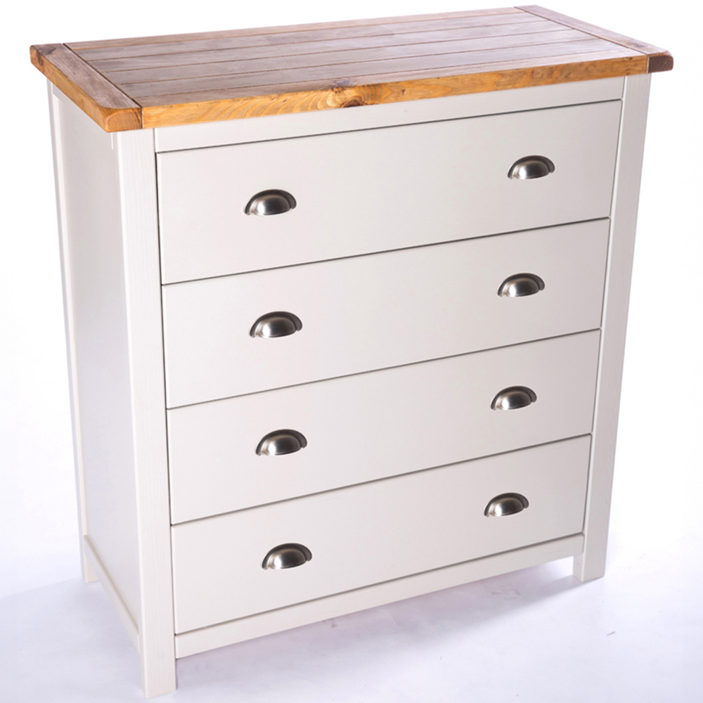 Argenta 4 Drawer Light Grey Chest of Drawers with Chrome Cup Handles Image 4