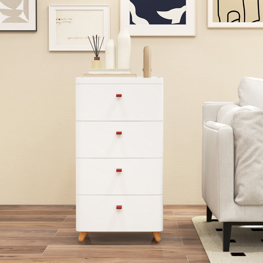 Costway 4 Drawer White Storage Cabinet with Removable Organizer Tray Image 4