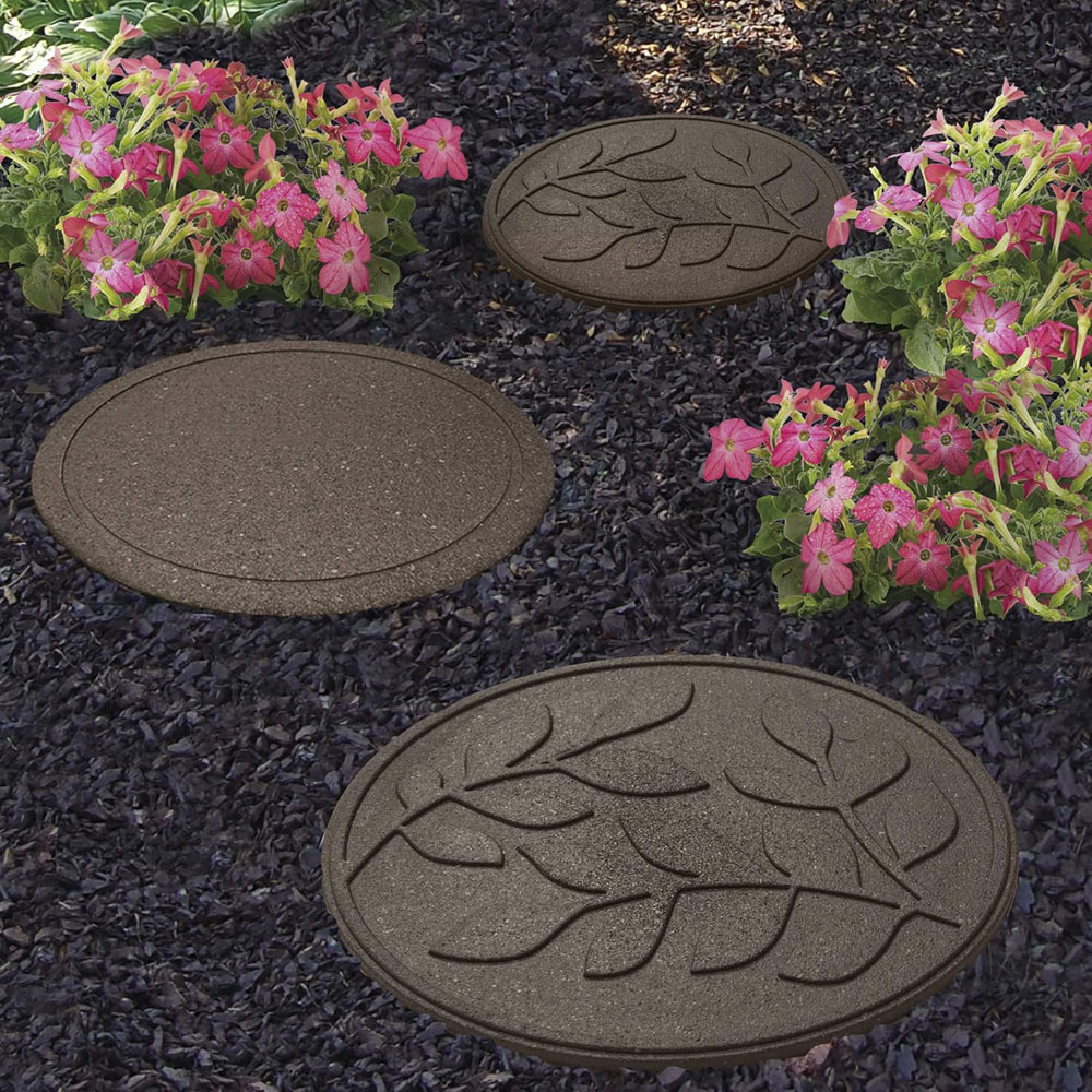 Primeur 45cm Leaves Earth Reversible Stepping Stone 2 Pack Image 2