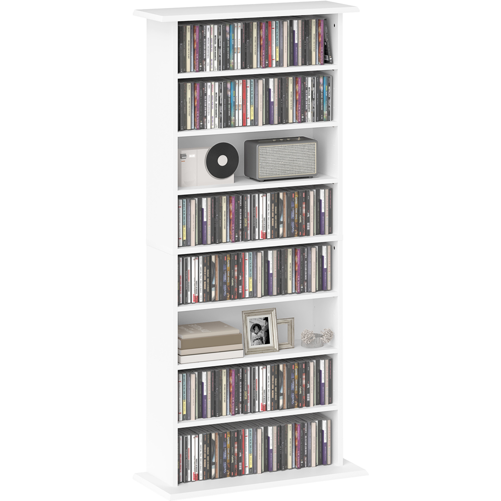 HOMCOM 8 Shelf White CD Storage Unit Image 2